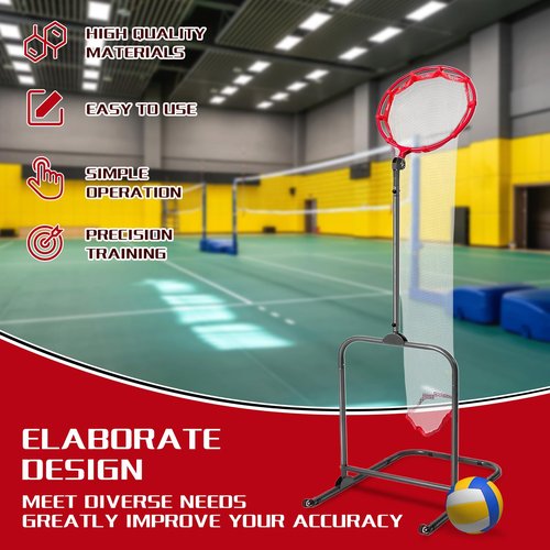 Volleyball Setter Training Equipment Setting Trainer Practice Net,Adjustable Height and Target Netfor Indoor and Outdoor Practice for Serving, Spiking, Setting Training Equipment (red)