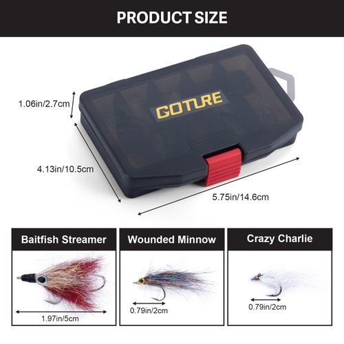 Goture Fly Fishing Flies Kit, Baitfish Streamer, Wounded Minnow, Crazy Charlie Bonefish Fly Fishing Lures for Trout Bass Steelhead Salmon, Gifts for Men