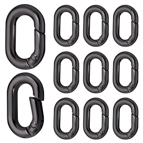 Giantree 10Pack 1 Inch Small Carabiner Clip, Metal Tiny Oval Carabiner Spring O Rings Hooks, for Lanyard Keychain, Car Key Rings Hook Dog Tag Clips Purse Keychain Replacement (Black)