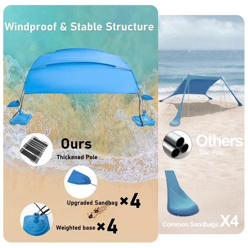 Pool Canopy Beach Pool Shade Canopy with UV Block & Waterproof Heavy Duty Awning Shade 11.48x 7.87ft Canopys with Sandbags Canopys for Swimming,Patio, Lawn,Yard Blue