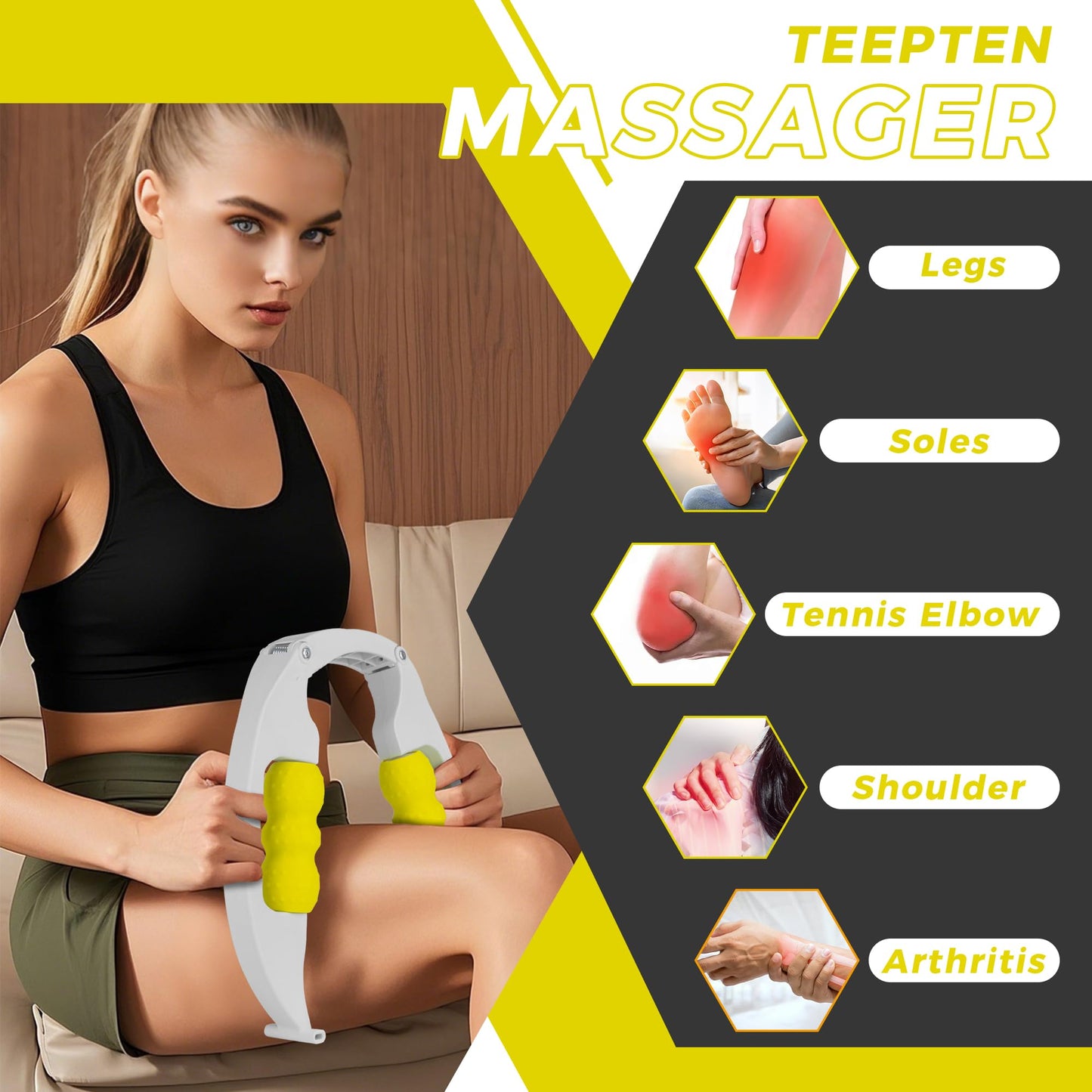 teepten Arm Massager & Forearm Massager, Adjustable Foam Roller, Trigger Point Muscle for Calves, Tennis & Golfers Elbow Pain Release, Roller for Muscle Tightness & Faster Recovery