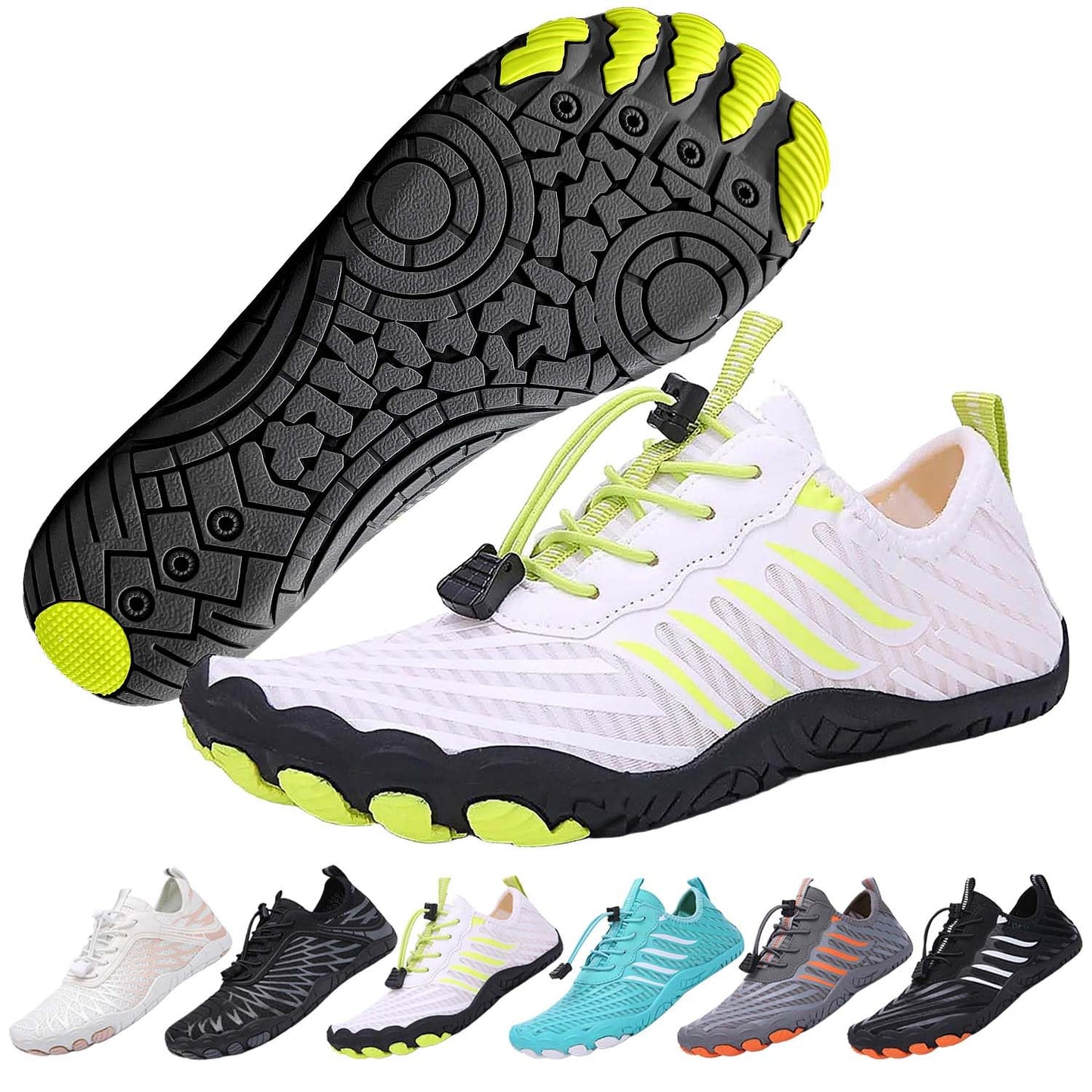 ELETON Barefoot Shoes Women Men Footwear, Wide Toe Box Hiking Zero Drop Non-Slip Quick-Dry River Boat Pool Beach Water Shoes, Lightweight Swimming Running Walking Sneakers Unisex White/Black