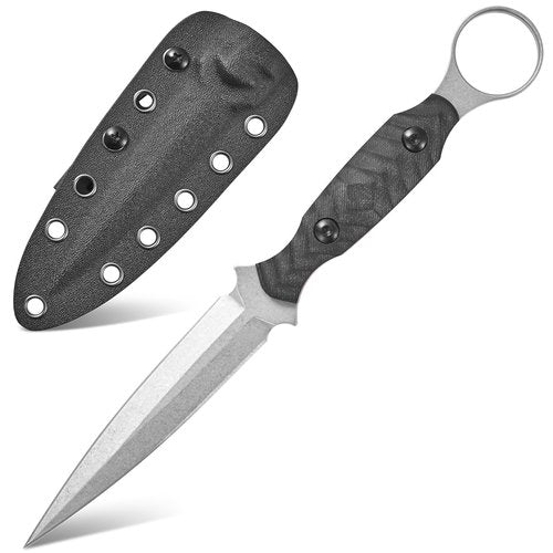 Gtkii GTK340 Fixed Blade Knife AUS-10 Steel Blade G10 Handle Full Tang EDC Tool Knifes for Outdoor Camping Hiking Survival(Silver)