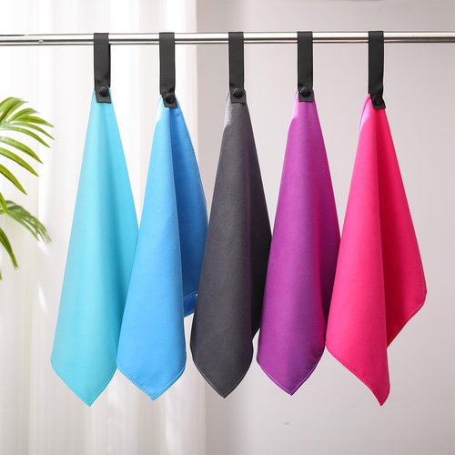 SmoothNovelty 10 Count Quick Dry Microfiber Camping Towels 25x32 cm Travel Hand and Face Towel with Hang Loop Lightweight Fast Drying Washcloth for Hiking Outdoor Adventures Yoga(5 Colors)