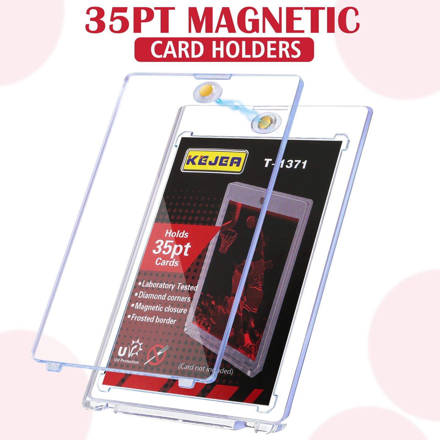20ct Magnetic Card Holders for Trading, 35pt Hard Cards Sleeves Case, One Touch Card Holder Fit for MTG，Sports, Baseball, Game, Toploaders, Standard Cards Display