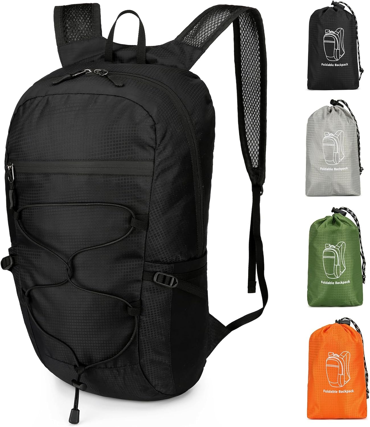 15L Small Foldable Hiking Backpack for Men Women, Packable Collapsible Daypack for Casual, Light Gray
