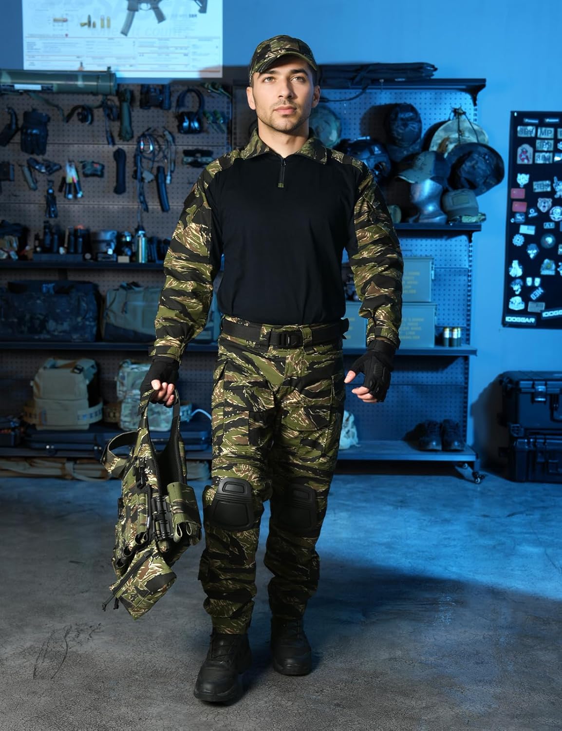 IDOGEAR Men G3 Combat Uniforms Set with Knee & Elbow Pads Camouflage Clothing