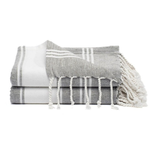 9Threads Cotton Turkish Beach Towel with Towels Oversized 36"x72" Pool Absorbent Extra Large Quick Dry Sand Travel Towel (Grey, 2 Pack)