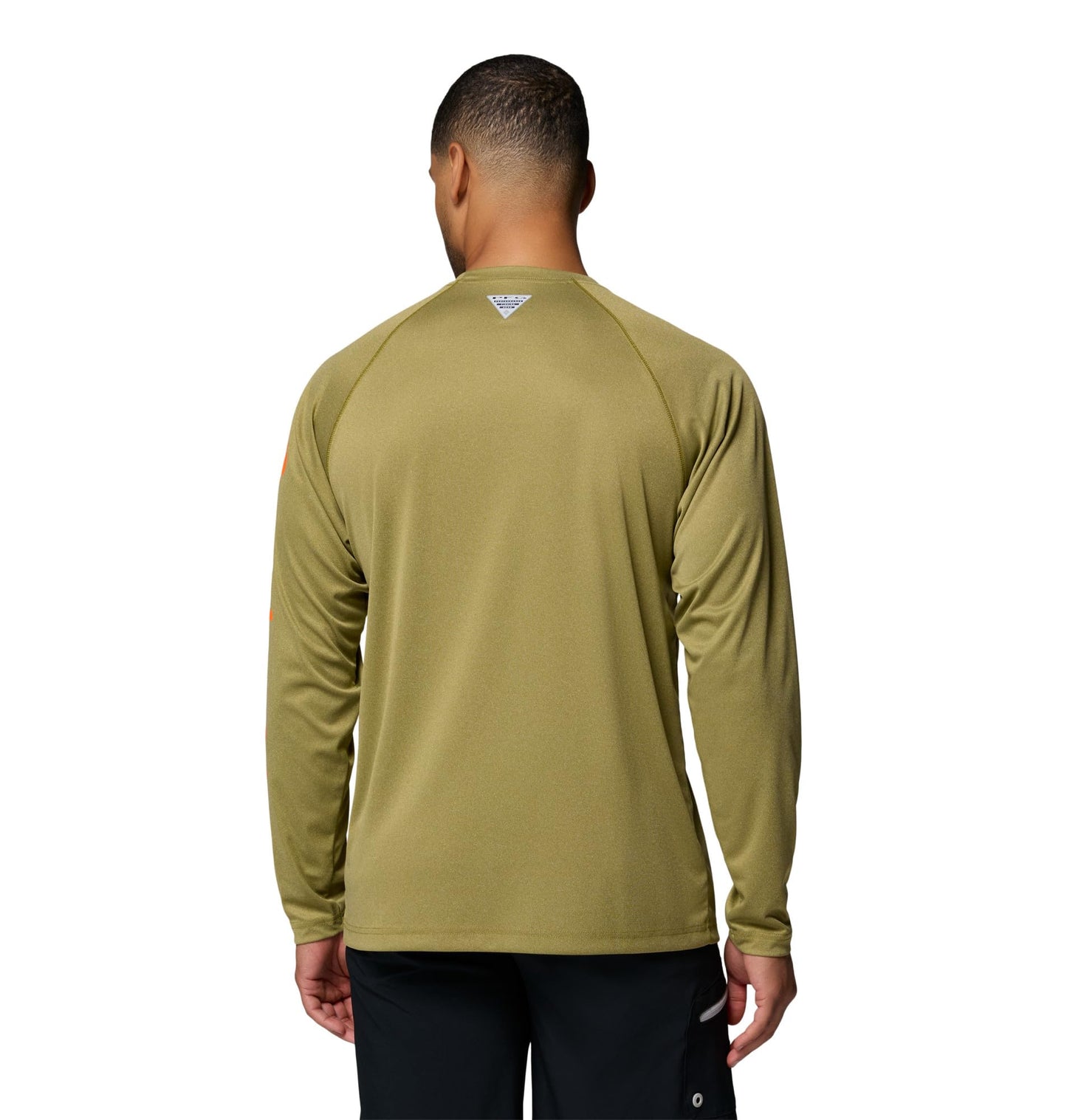 Columbia Men's PFG Terminal Tackle Long Sleeve Fishing Shirt, Grove Green Heather/Spark Orange Logo, 3X Tall