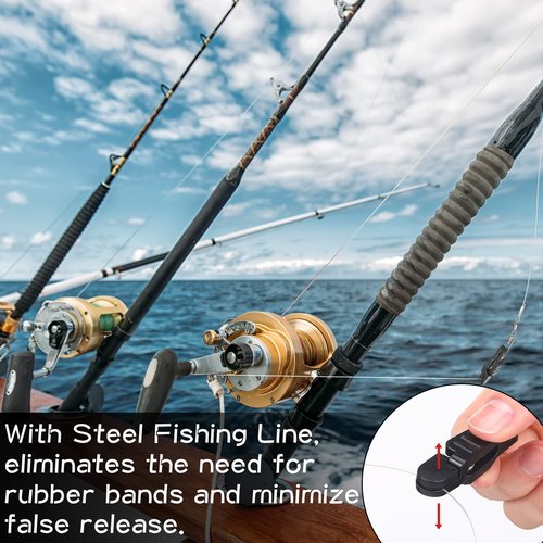 Tellegloww 10 Pcs Fishing Downrigger Release Clip 13.8 Inch Planer Board Clips with Steel Fishing Line Padded for Offshore Weight Kite Trolling
