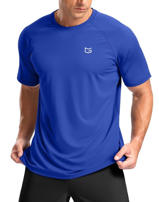 G Gradual Men's Athletic Workout T-Shirts Moisture Wicking Cooling Running Shirts Short Sleeve Performance Tee for Gym Tennis(Royal Blue,S)