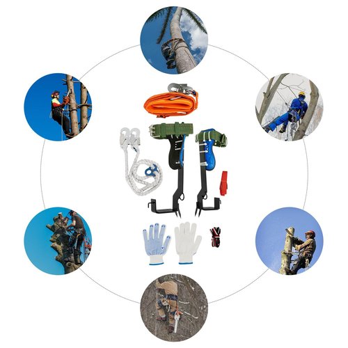 SOKDNHF Tree Climbing Spike Set, Safety Belt Straps Tree Climbing Tool Kits with Sharp and Hard Stainless Steel Claws, Adjustable Tree Climbing Tool for Mountaineering, Tree Climbing, Indoor Climbing