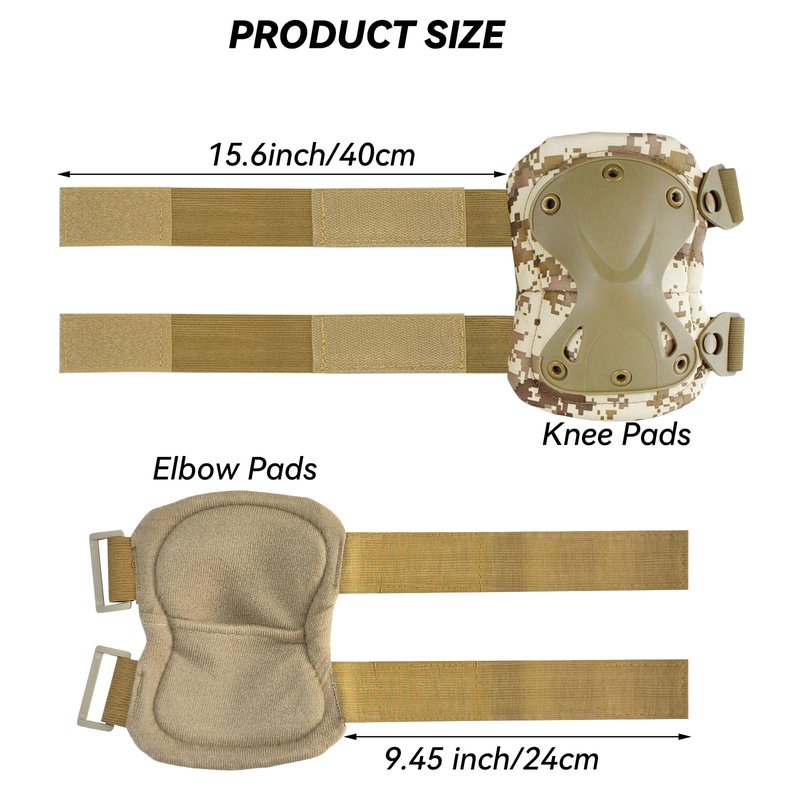AOUTACC Tactical Combat Knee & Elbow Protective Pads Set for Outdoor CS Paintball Game Cycling Safety Skateboarding Gear Skates Knee Protection Guard Pads (DD)