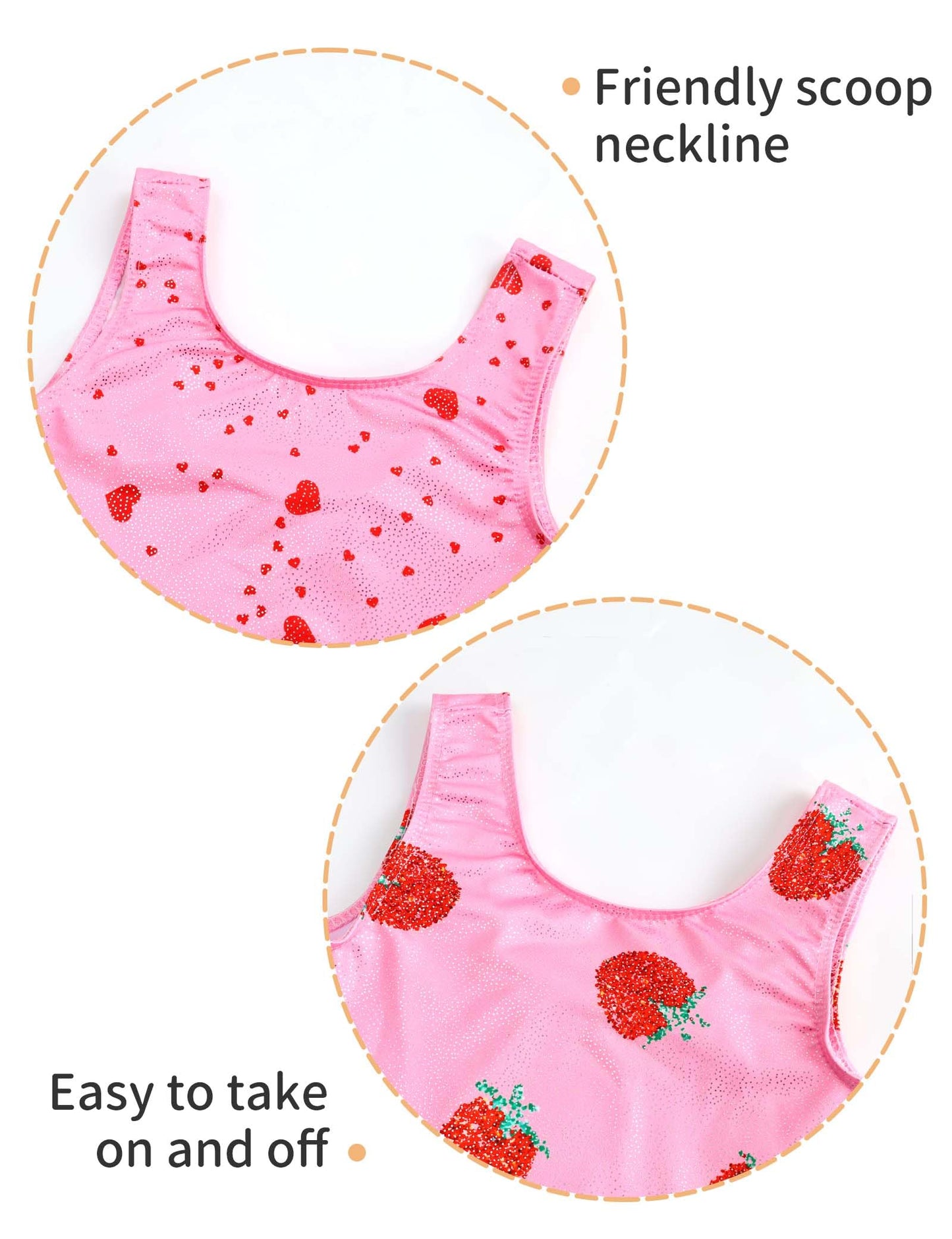 Nokecina Gymnastics Leotards for Girls 2t 3t Shiny Sleeveless Gym Leos Stretch Pink Heart Tank Unitards 2 Pack