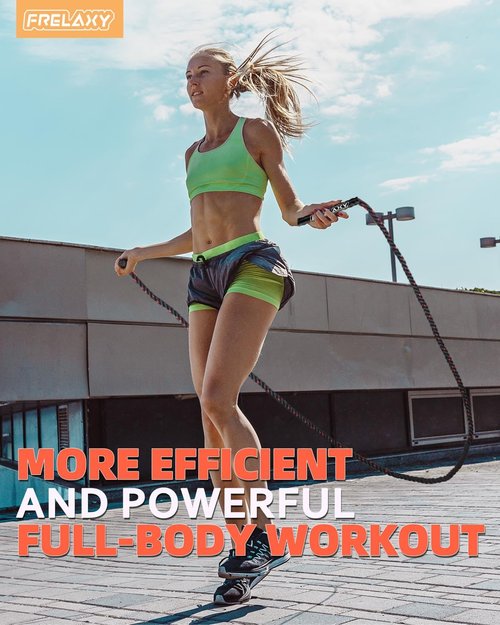 Frelaxy Jump Rope 1LB, Weighted Jump Rope for beginners, Heavy Jump Ropes for Fitness, Total Body Workouts, Weight Loss, Strength Training, Compact Skipping Rope for Home Gym Workout Equipment (Black)