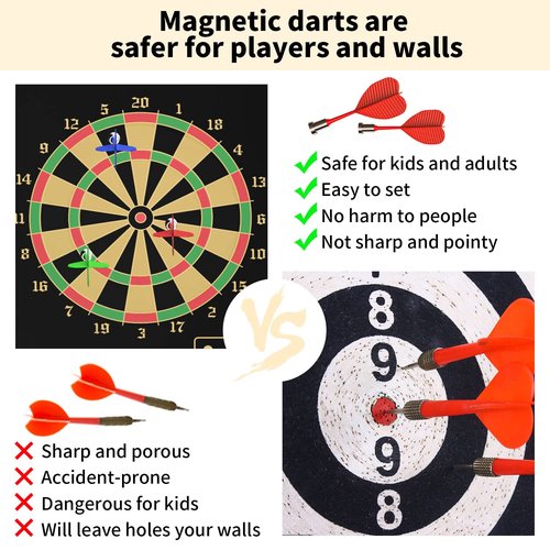 Mixi Magnetic Dart Board Outdoor Game for Kids with 12 Darts, Best Toys Gifts for Teenage Boys Girls Age 5 6 7 8 9 10 11 12 13 14 15 16 Years