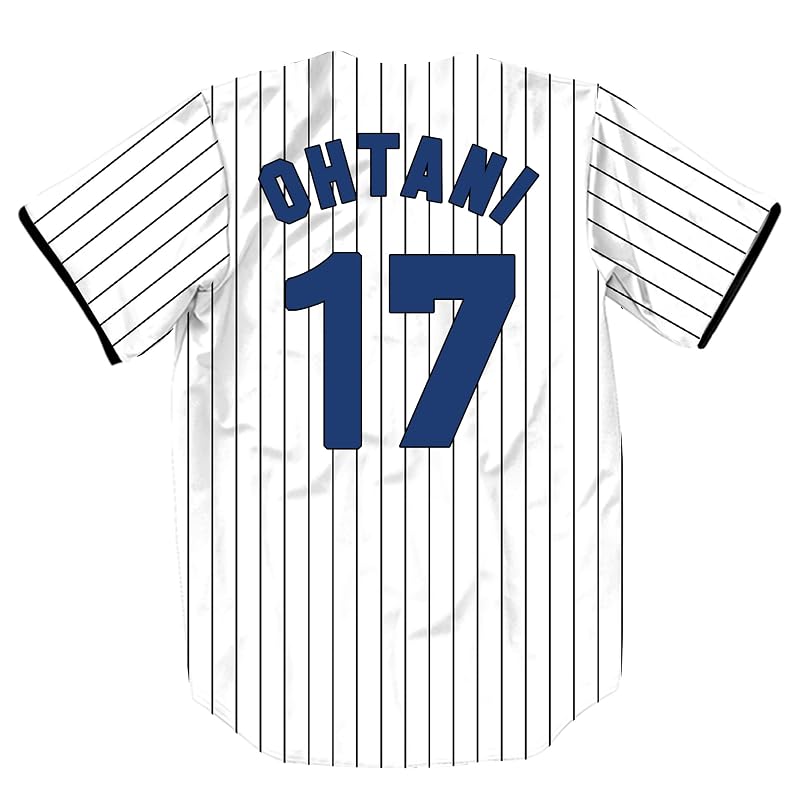5/17/50 Stripes Baseball Jersey Short Sleeve Button Shirt for Fans - Variation: Hf024-white+Large