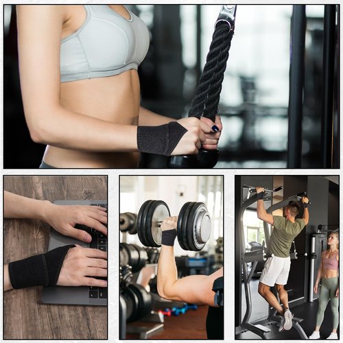 4PCS Wrist Wraps, Wrist Bandage Relieve Carpal Tunnel Pain, Adjustable Wrists Brace for Arthritis and Tendonitis Relieve Joint Pain (Black)