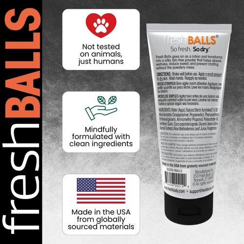 FRESH BALLS Deodorant for Men: Anti-Chafing Sweat Defense & Odor Control - Aluminum Free, Talc Free, Soothing for Private Parts - 3.4 oz