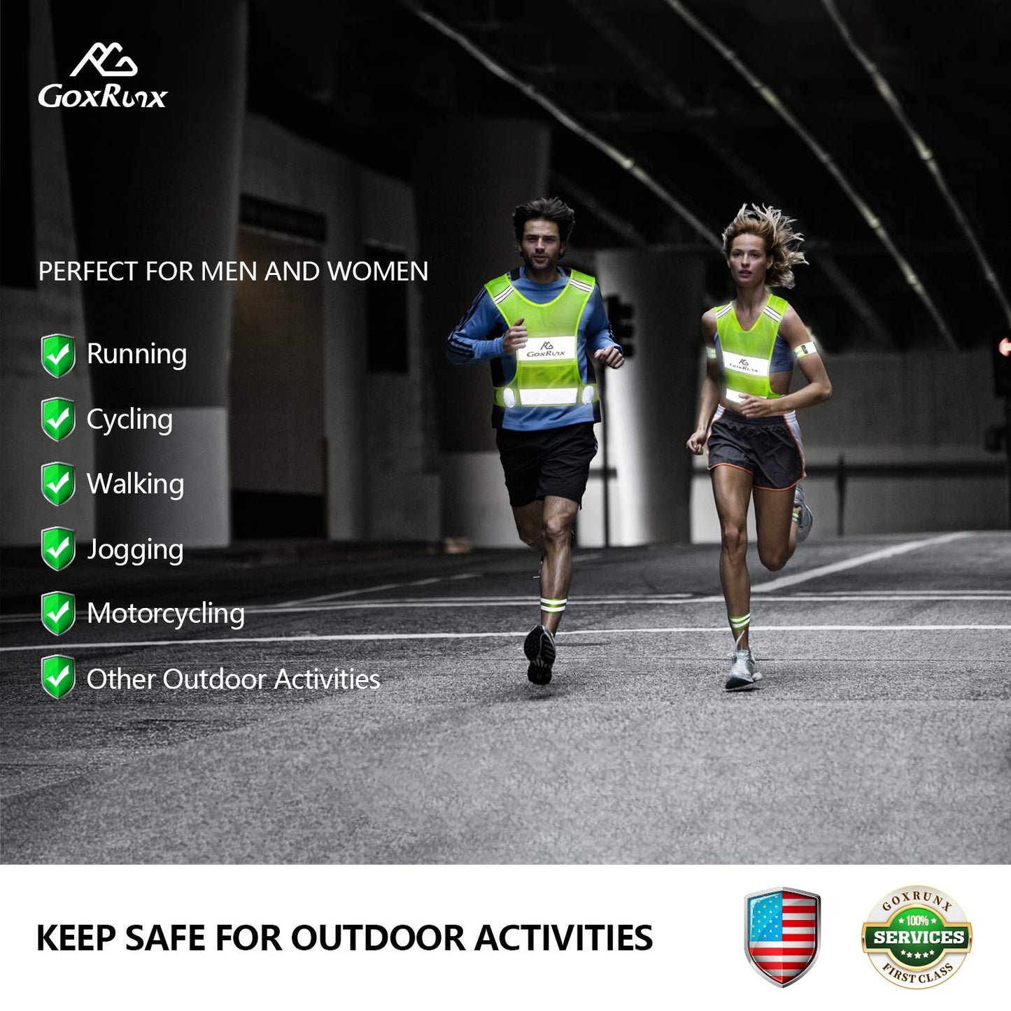 Reflective Vest Running Gear, Lightweight Motorcycle Cycling Reflective Vests with Large Pocket & Adjustable Waist for Women Men Running Safety Vest with Reflective Bands (Green, Small)