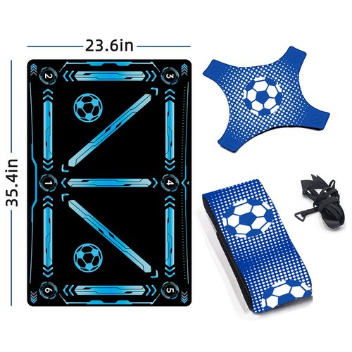 Soccer Training Equipment,Soccer Training Mat Improve Strength,Agility and Coordination,Anti-Slip Silent Absorption Soccer Footwork Training Mat