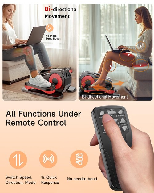 Under Desk Elliptical Machine, Ellipse Leg Exerciser as Seen on Tv for Seniors Adults with 15 Adjustable Speed, Quiet and Portable Seated Pedal Exerciser,Leg Exerciser While Sitting with Remoter