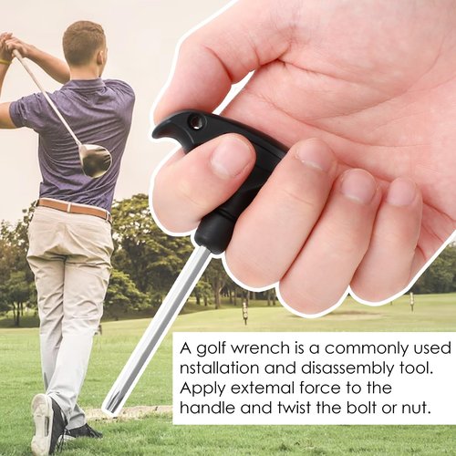Psyqtsuary Golf Wrench Adjustable Golf Tool with Plastic Handle Golf Driver Spike Wrench Stainless Steel Golf Driver Tool for Golf Club Driver Equipment(Black)