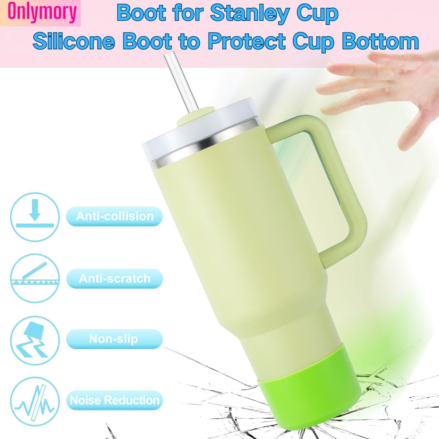 2-Pack Silicone Boot for 40 30 20 OZ Stanley Cup Accessories, Anti-Slip Thick Protective Sleeve Cover for Stanley 20OZ 30OZ Tumbler Ice-Flow 16OZ Bottle, Boots for Yeti Cups Protector Bottom Bumper