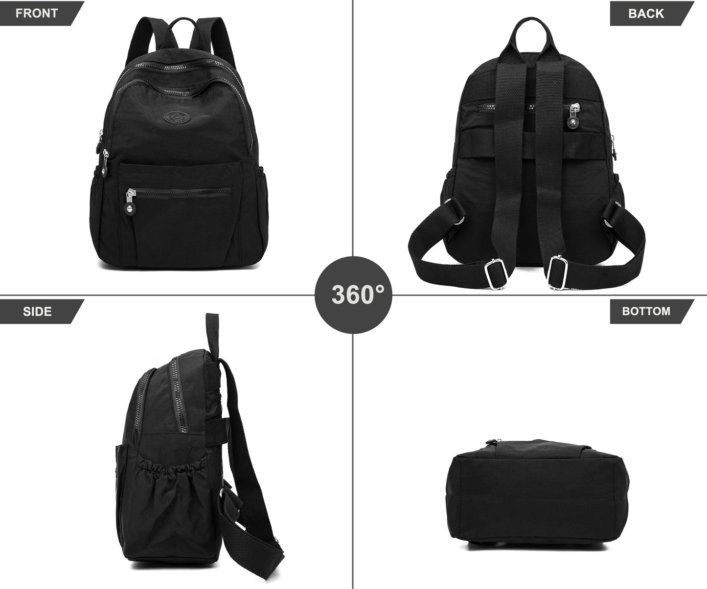 Pealwel Mini Backpack Purse for Women,Small Nylon backpacks for Ladies Backpacks Women Anti Theft Travel Bag (Black)