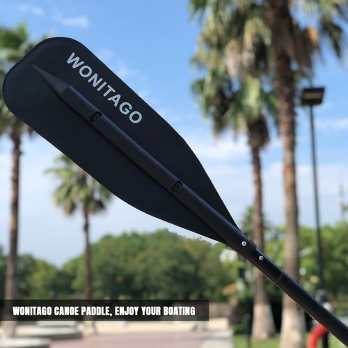 WONITAGO Canoe Paddles Aluminum Paddle with PP Blades, Floating Adjustable Canoe Paddle and Boat Paddle, 122-152 cm/4-5 Ft, Black