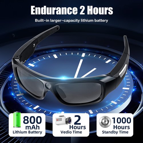Li&Lu Sport 4K Camera Sunglasses, 2160P FHD Sports & Action Video Cameras for Outdoor Sports (64GB TF Card Included)
