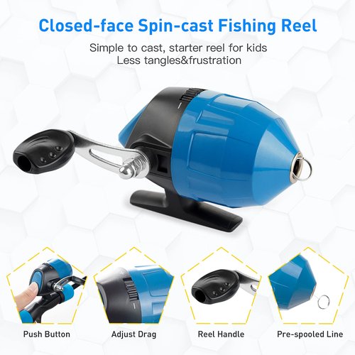 Kids Fishing Pole Kit, 59'' Telescopic Rod and Reel Beginner Combo with Spincast Reel,Tackle Box, Carrier Bag,Fishing Gear for Boys,Girls, Toddler,Youth