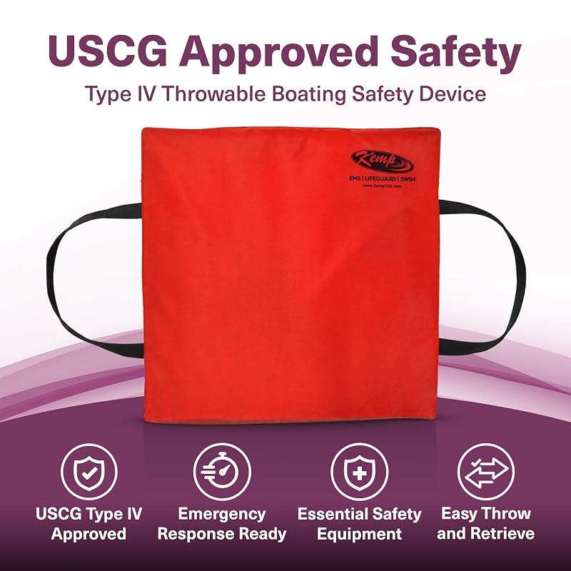 Kemp USA Type IV Throwable Flotation Device Cushion - Red