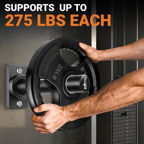 Yes4All Wall Mounted Weight Plate Holder, Fit 2" Olympic Weight Plates with Maximum 550lbs Capacity Set of 4