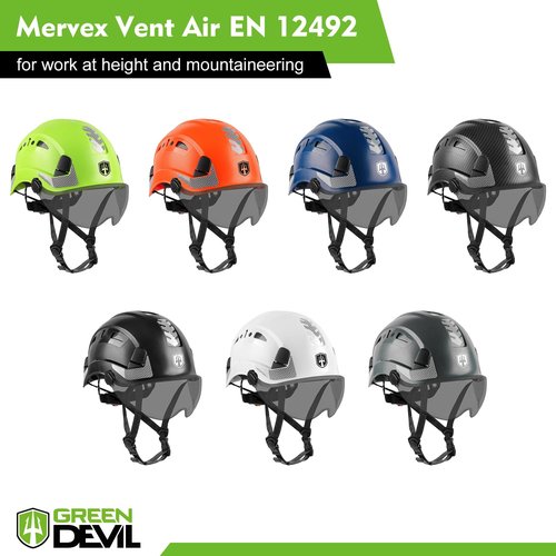GREEN DEVIL Safety Helmet Hard Hat with Visor and Chin Strap Vented Lightweight Adjustable Hardhat for Men Women with Hi-Viz Design Ideal for Tree Climbing Work at Height