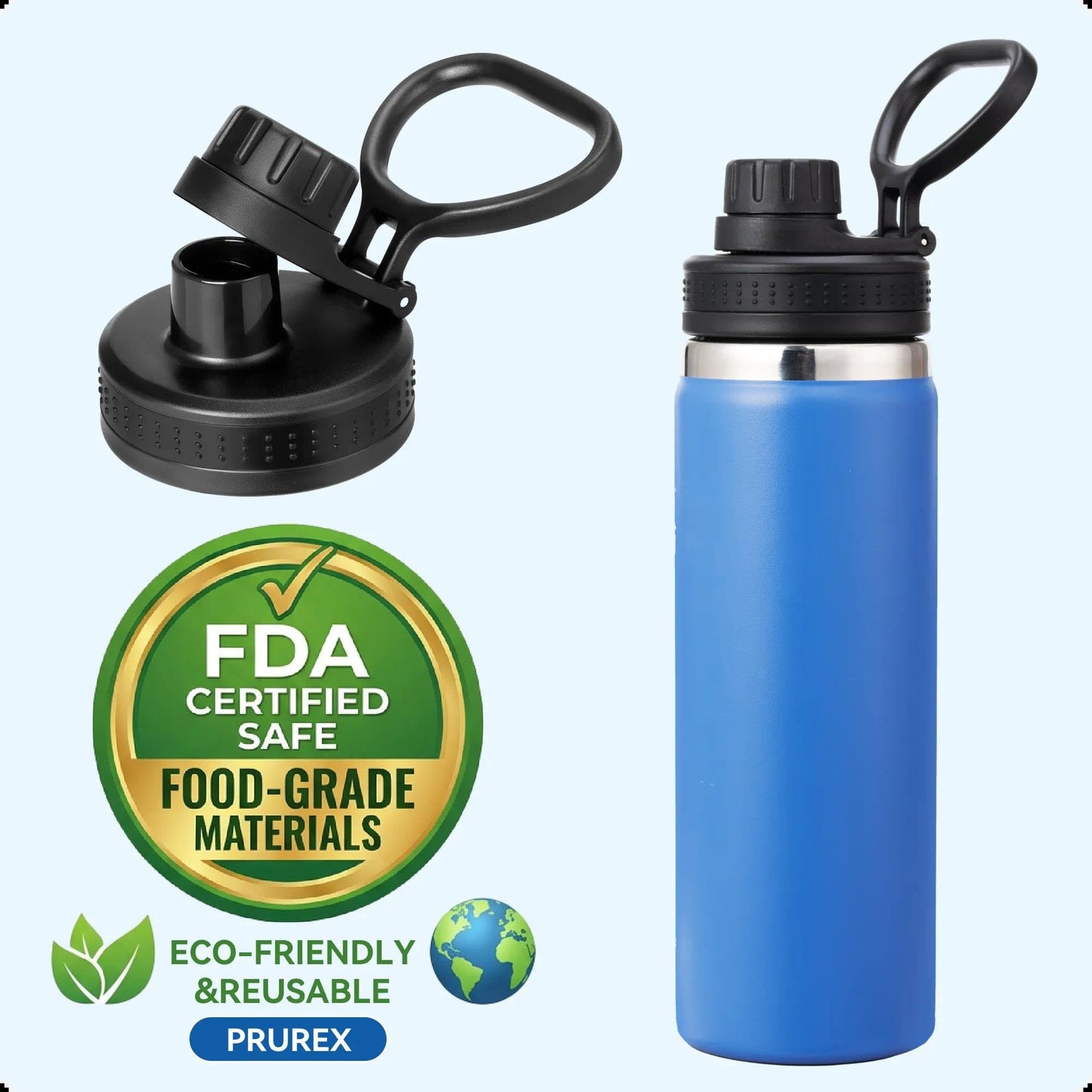Prurex Spout Lid for Hydro Flask Wide Mouth Bottles | Replacement Lid Fits 12-64oz Models with 2.28" Opening | BPA-Free Sports Accessory (Pink, 1 Pack)