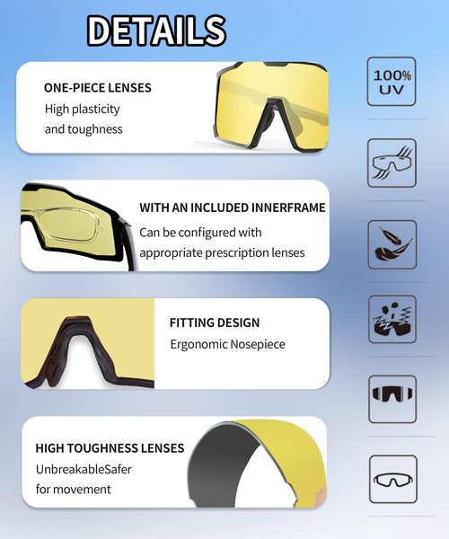 LECAGE Photochromic Cycling Glasses Night Vision Bike Sunglasses with Myopic Frames for Men Women Bicycle Riding (LQ1110-C09.)