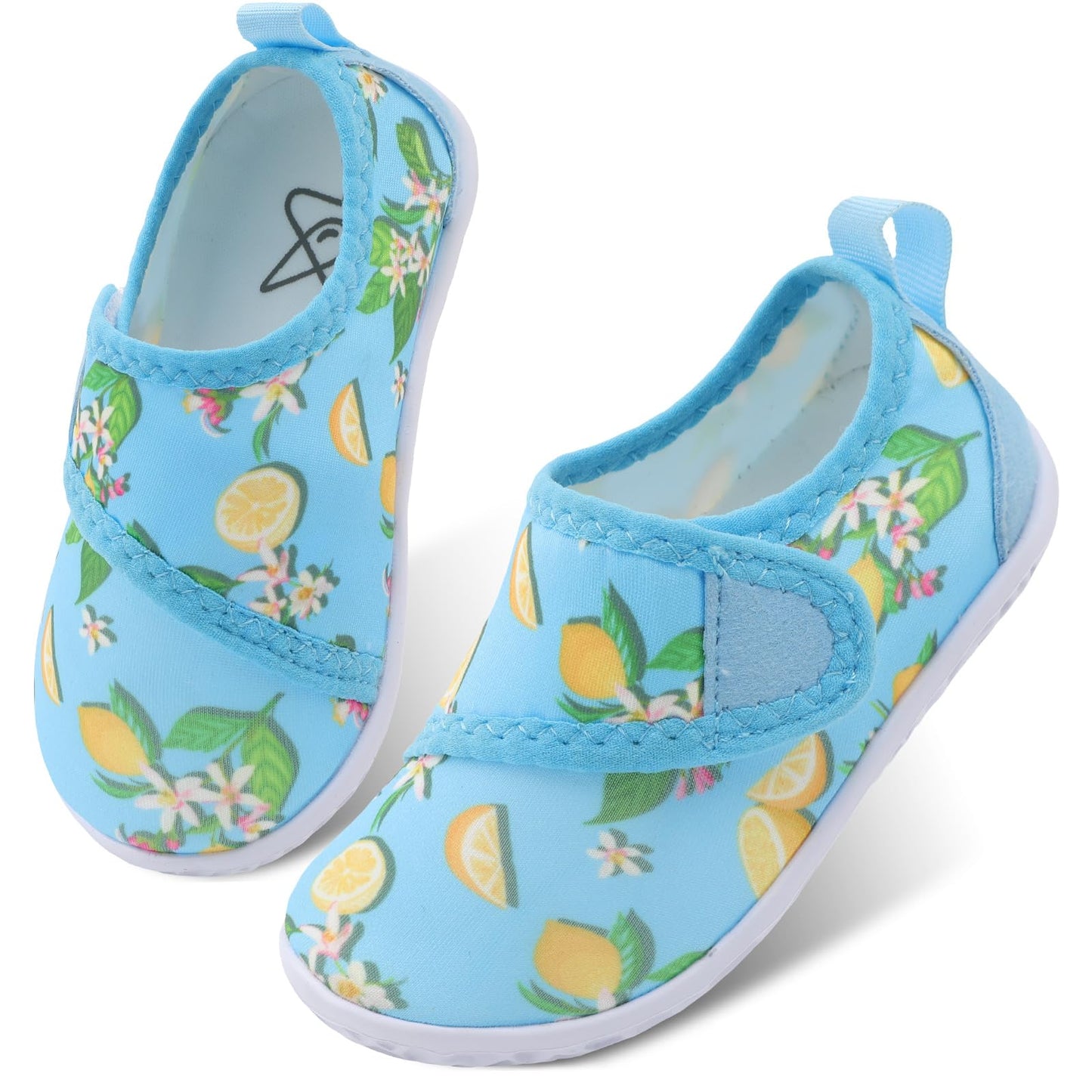 LeIsfIt Toddler Water Shoes Boys Girls Barefoot Aqua Socks Kids Breathable Quick-Dry Swim Shoes for Beach Pool Surf, Blue Lemon, 7 Toddler