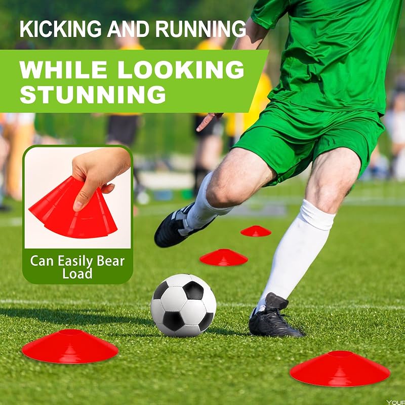 Agility Soccer Cones Set of 25/50/100 with Carry Bag – For Soccer, Basketball, Training, Indoor & Outdoor