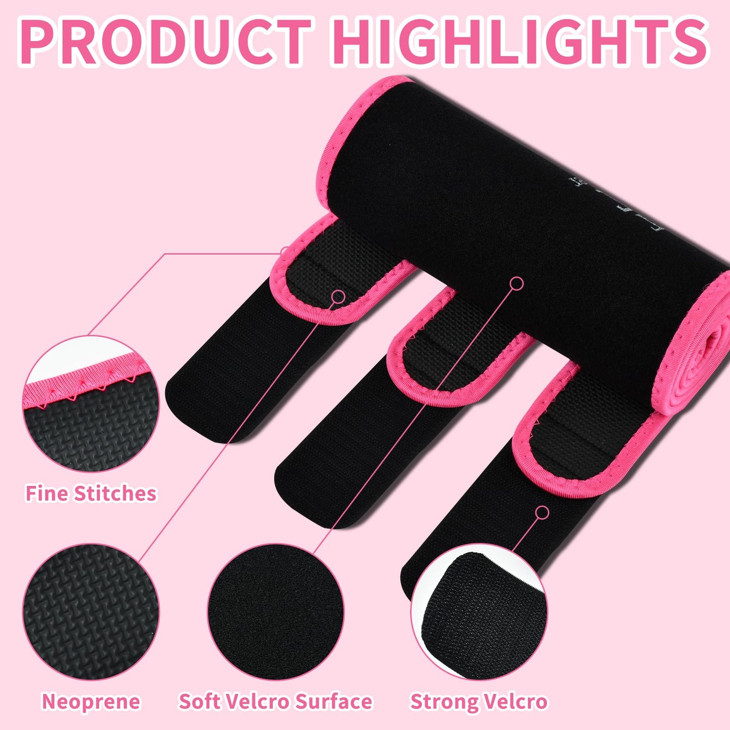 NEWCOO Sweat Waist Trainer For Women Men Waist Trimmer Sweat Belt Band Stomach Wrap Faja For Workout Weight Loss Lower Belly Fat Black/Pink