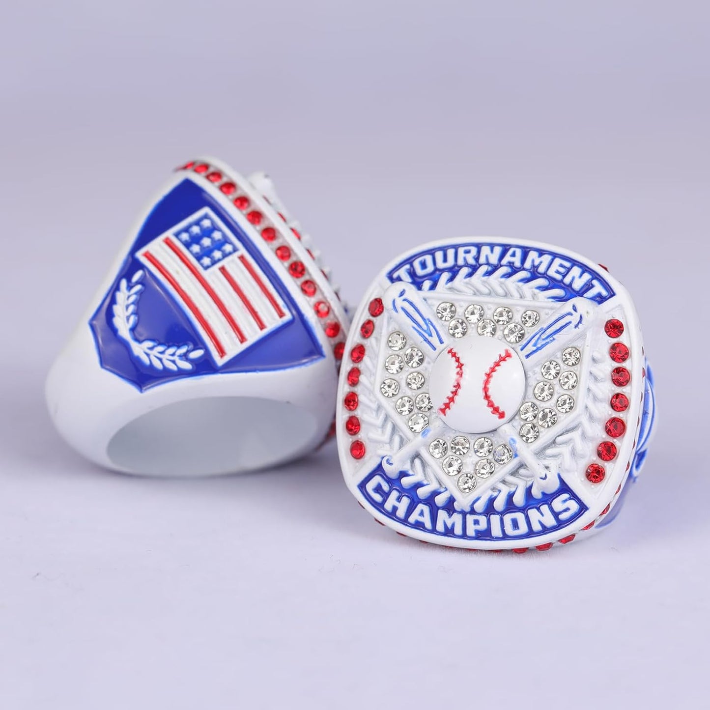 12 pcs Pack Baseball Tournament Options Championship Ring Trophy on Side Size 9