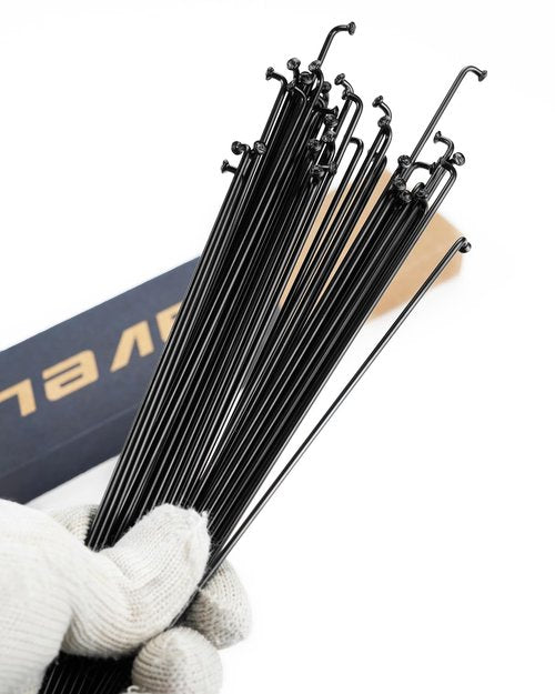 BaveL 36 Pcs 14G Black Bicycle Steel Spokes (201 mm-309 mm) with Copper Cap 36pcs,Mountain Bike Spokes,for MTB,Ebike,City Bikes-Replacement/Repair Spoke (Black 229 mm)