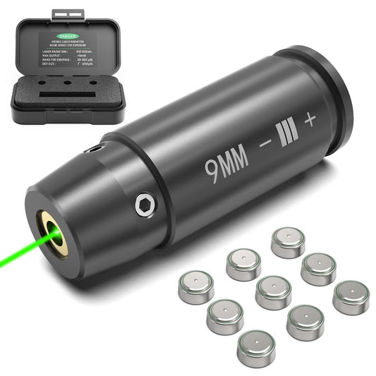Feyachi Bore Sight 9mm Green Laser Zeroing Boresighter with 3 Sets of Batteries (Grey)