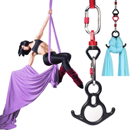 PRIORMAN Aerial Silk Set, Premium 9 Yards/8.2m Pro 40 Denier Nylon Medium Stretch Fabric Silks, Heavy-Duty Fitness Hammock Perfect for AntiGravity Hammock Yoga Training & Dance Circus Performances Includes Hardwares & Daisy Chains