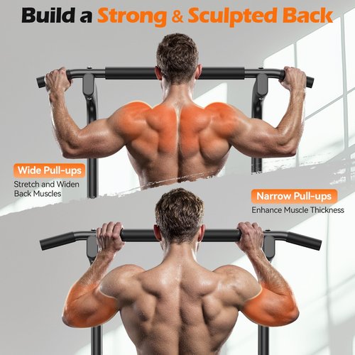 Power Tower Dip Station & Pull-Up Bar for Home Gym – Adjustable Height Strength Training Equipment for Pull-Ups, Dips, Push-Ups & More