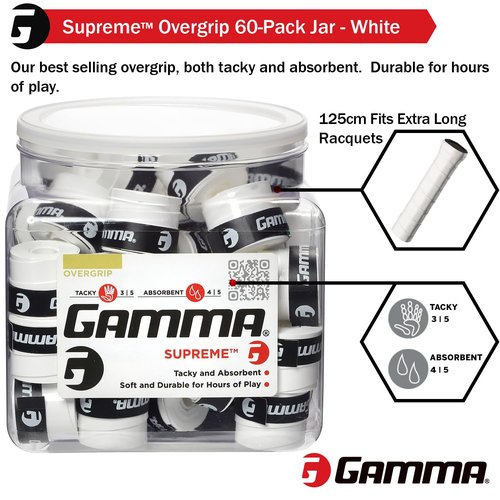 GAMMA AGSO10 Supreme Overgrip White, 3 pack