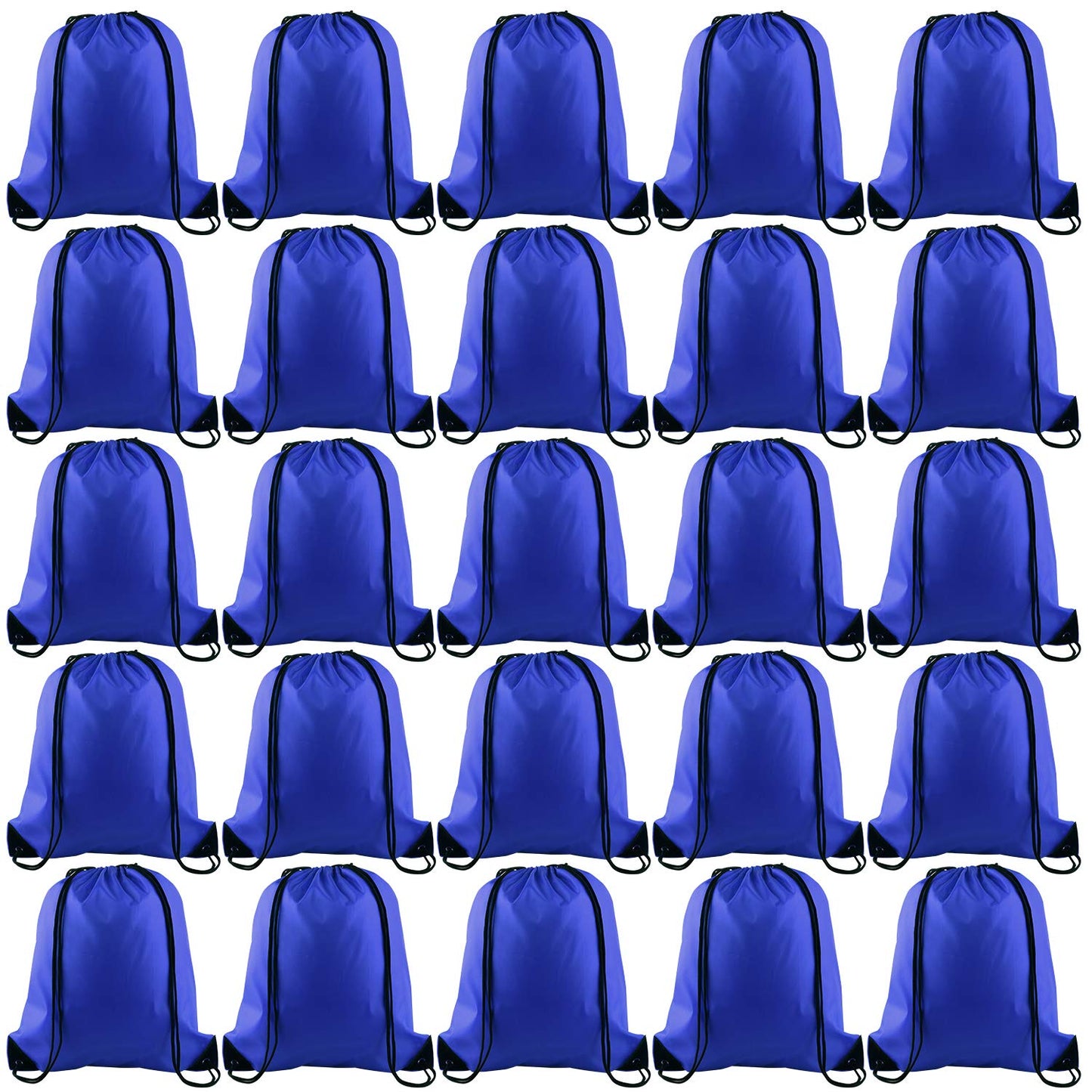 KUUQA 25Pcs Drawstring Backpack Bags String Backpack Sport Bag Sack Cinch Tote Gym Backpack Bulk for Gym Sport Traveling,Royal Blue