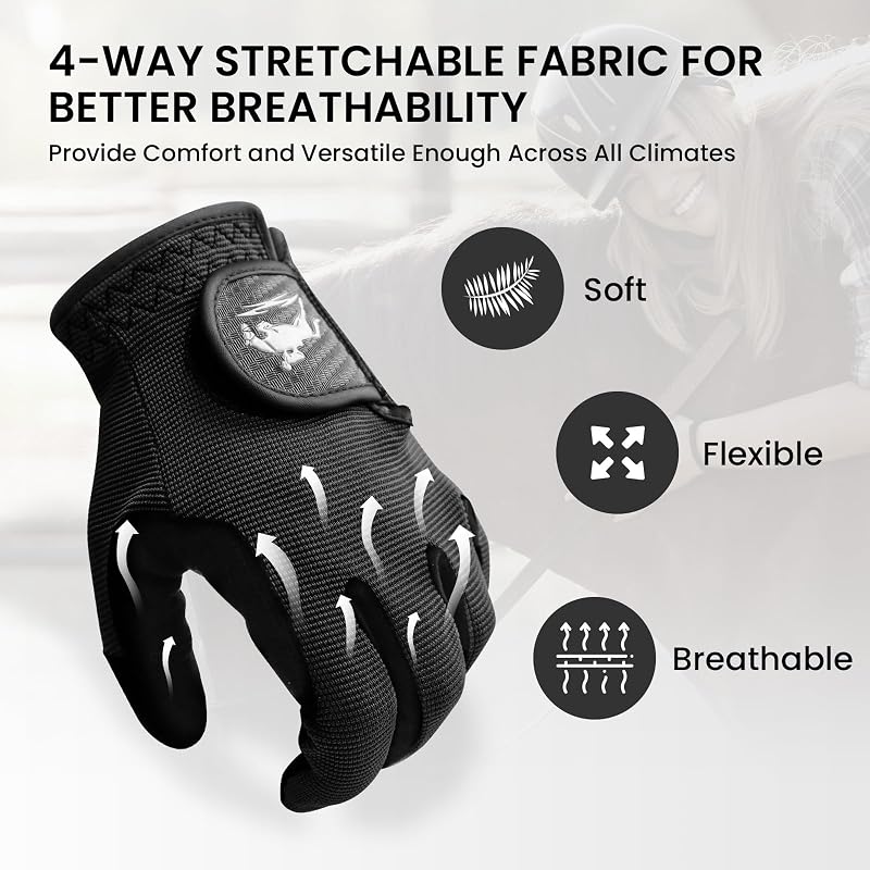 Finger Ten Horse Riding Gloves for Women - Black, Medium
