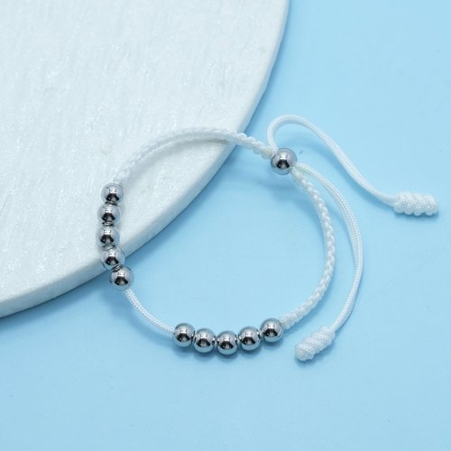 LAMIBEE Golf Stainless Steel 10 Beads Score Counter Bracelet, Golf Stroke Count Bracelet, Resizable and Easy to Adjust Golf Round Scoring Tracker, Durable and Stylish Golf Accessory (White)