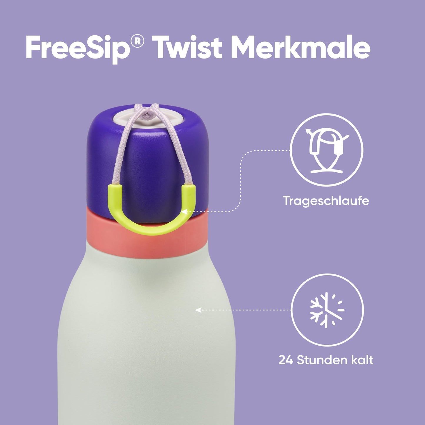 Owala FreeSip Twist Insulated Stainless Steel Water Bottle with Straw for Sports and Travel, BPA-Free, 24-oz, Purple/Green (Minty Horizons)